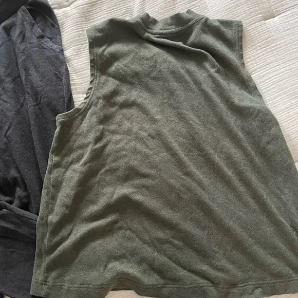 PACT Airplane set, heather Green mock shell, charcoal gray, straight fit pant - Picture 4 of 5